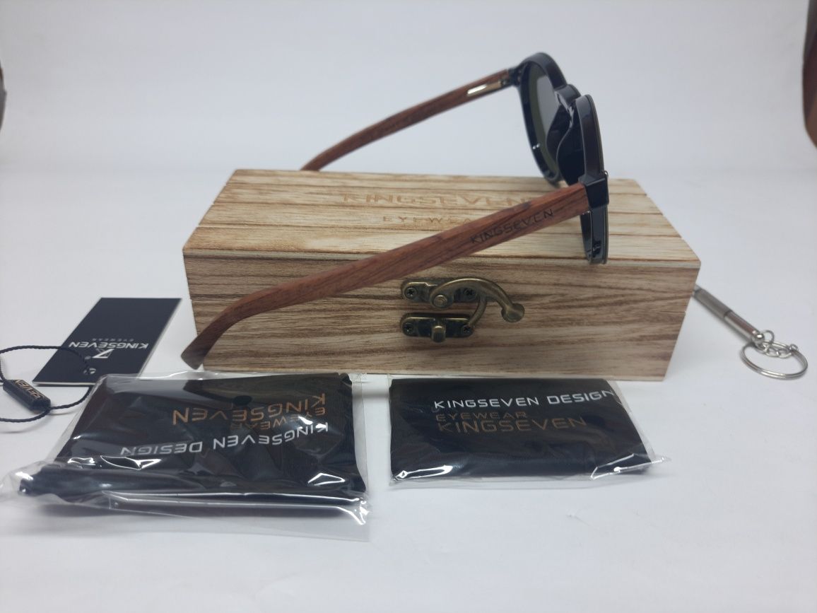 Okulary przeciwsłoneczne drewniane KINGSEVEN z filtrem UV-400 i polar.