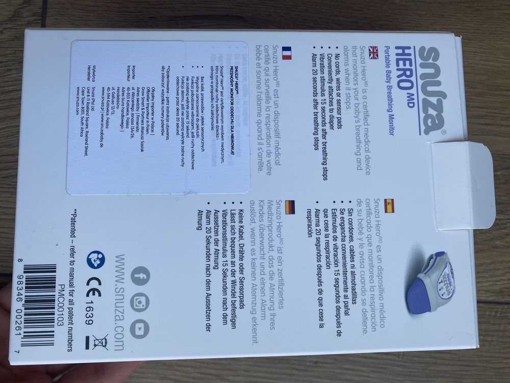 Monitor oddechu przenośny Snuzza Nowy nie używany gwarancja
