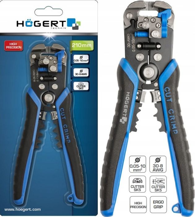 Automatyczny Ściągacz Izolacji 210mm 0.05-10 Mm² Hoegert Technik Ht1p1