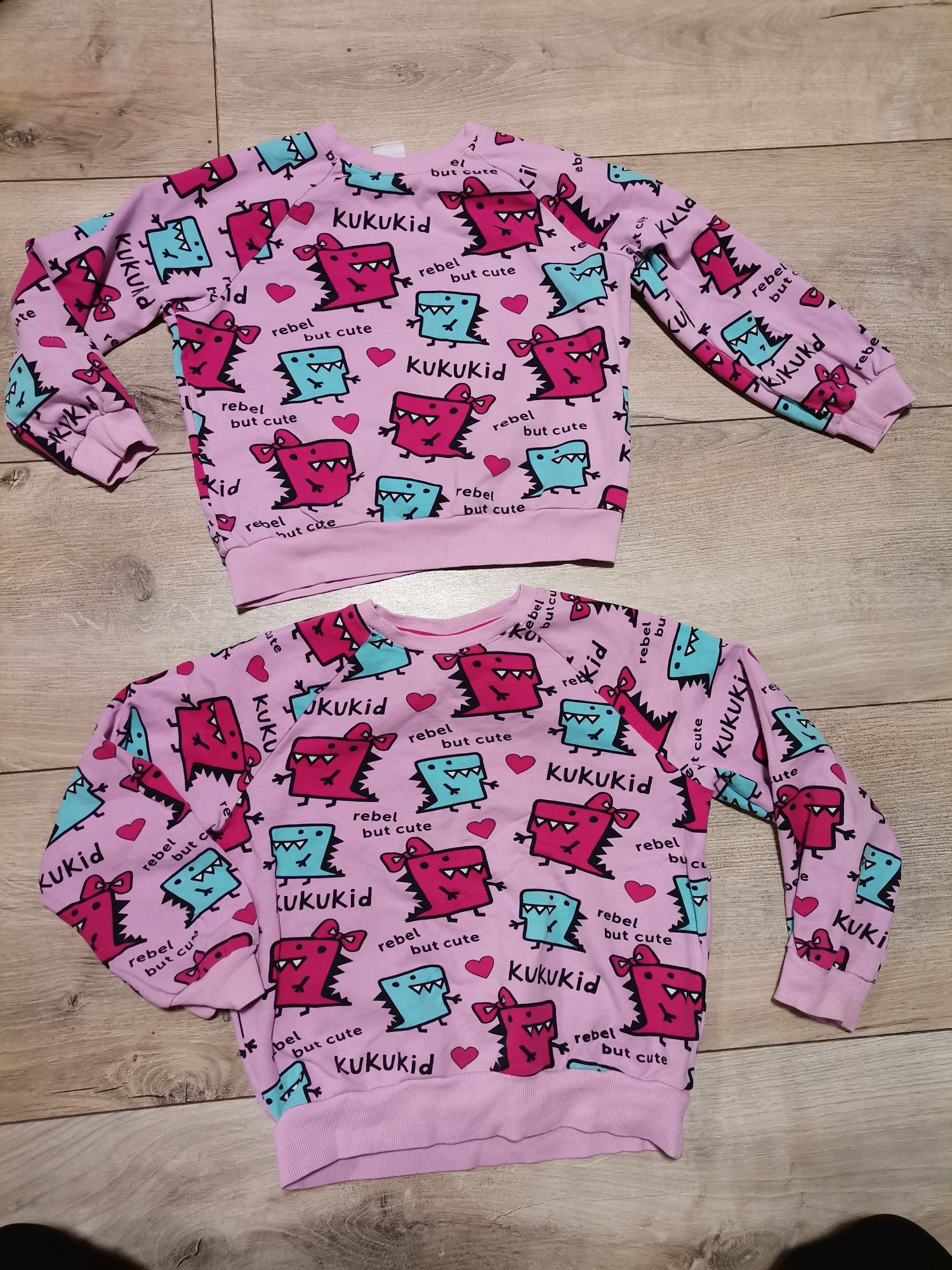 Bluza lub bluzy dla bliźniaczek sióstr rebel but cute kukukids 128 lub