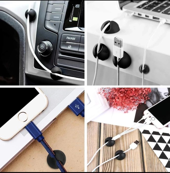 2 szt uchwyty samoprzylepne na kable do samochodu cable holder do auta