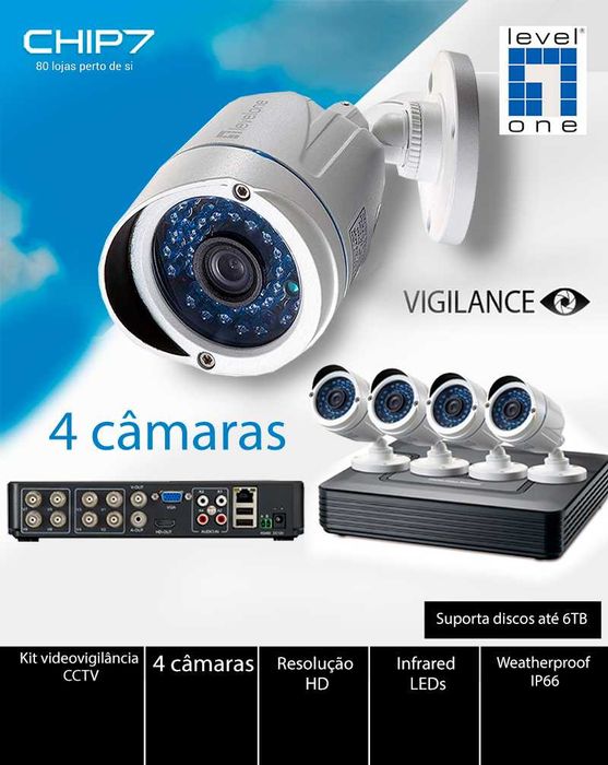 Sistema CCTV de 4 câmaras de visão nocturna (novo, nunca foi usado)