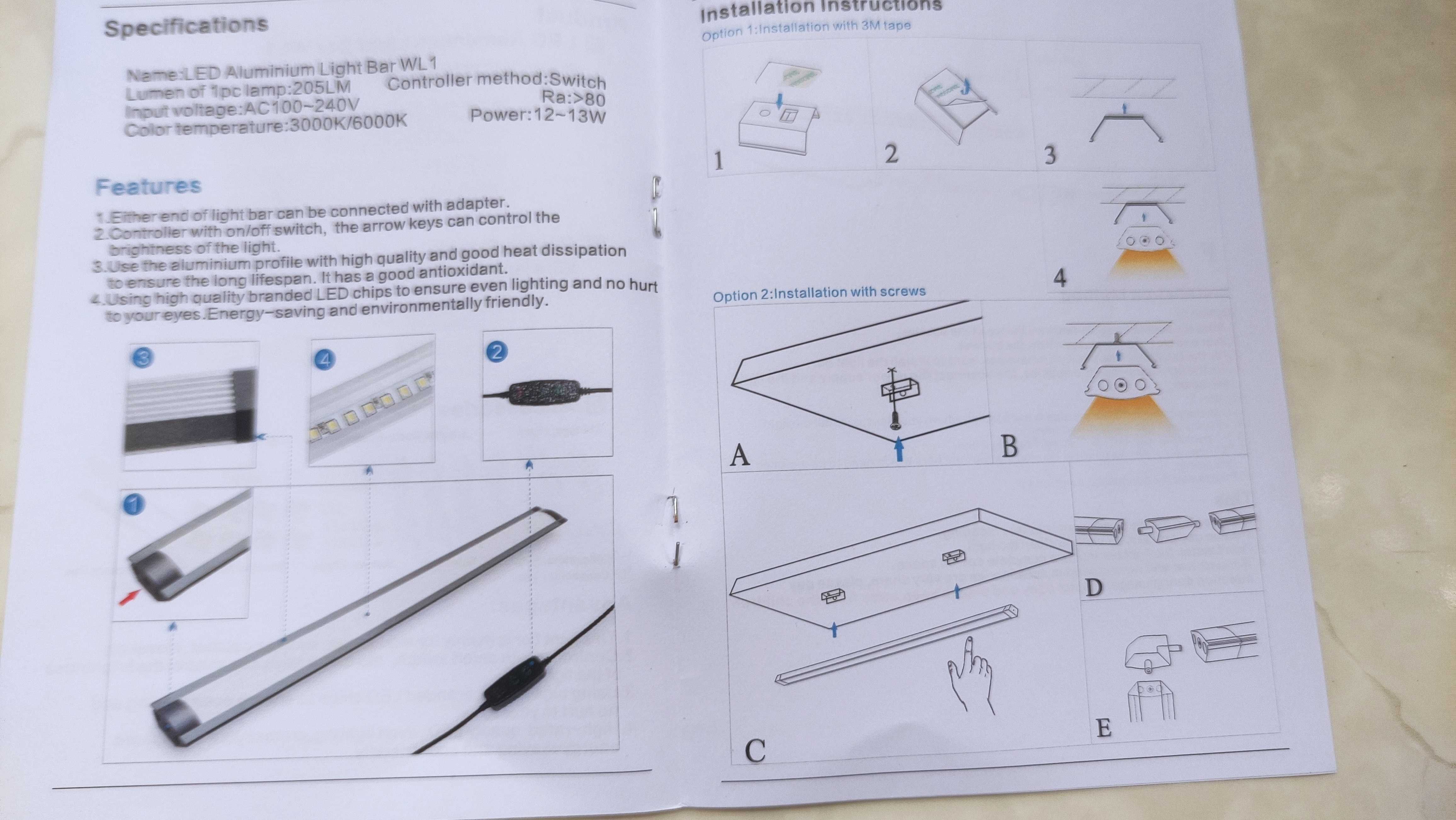 Лампи для бару кухні, набір освітлення Intelligent Dimmable Lamp Bar