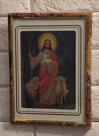 Piękny stary obraz Jezus Pasterz