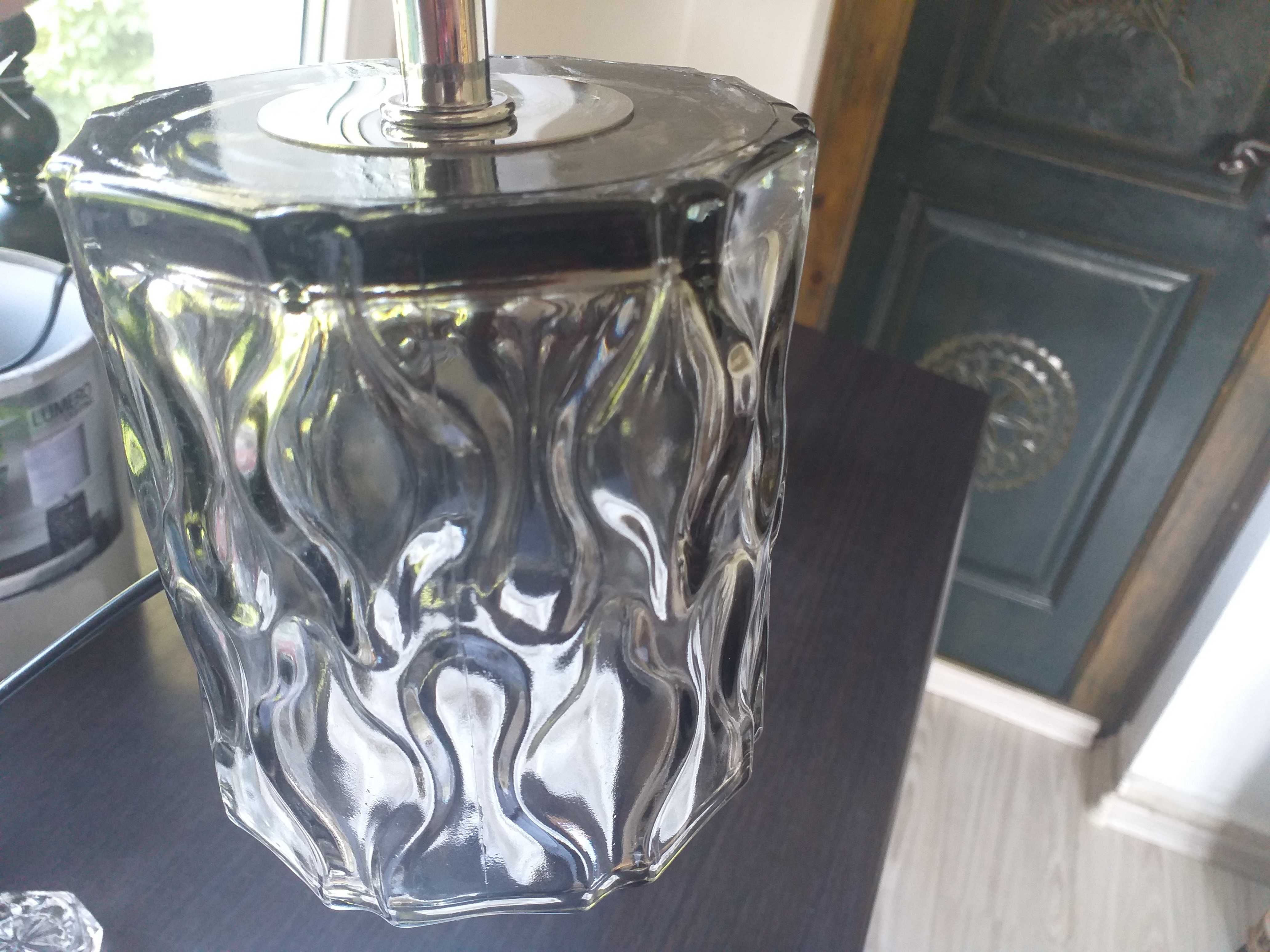 2x skandynawska lampa szklana lampka stołowa  szkło dymne vintage