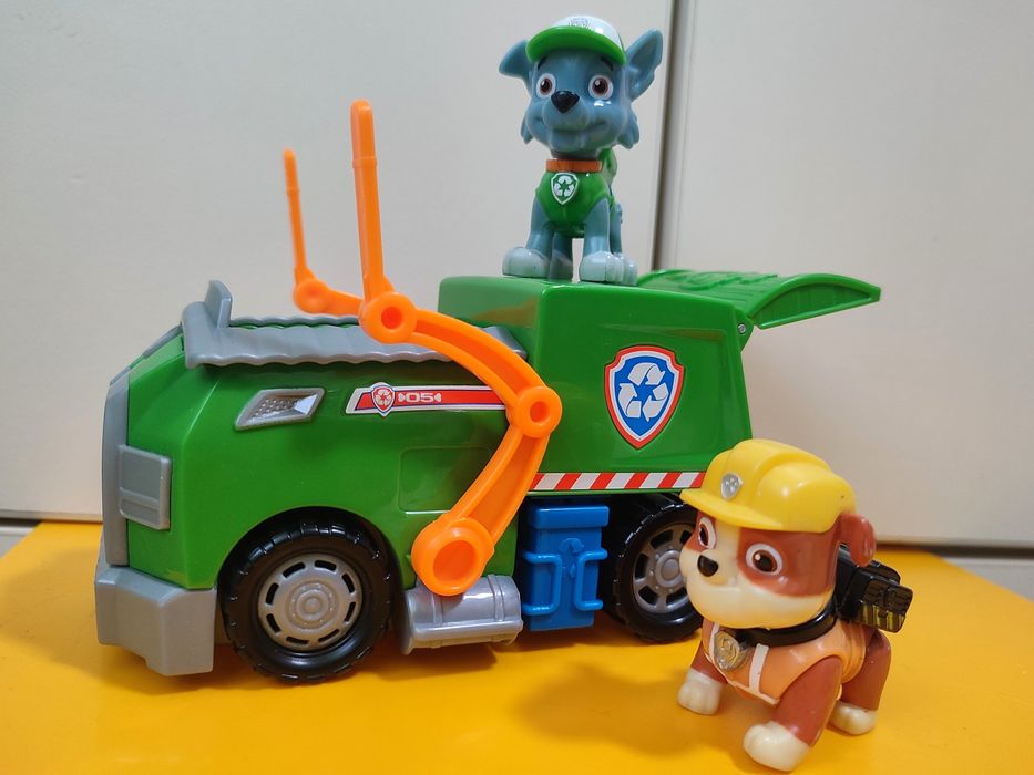 Щенячий патруль Рокки и мусоровоз Маршал и пожарная машина Зума Крепыш