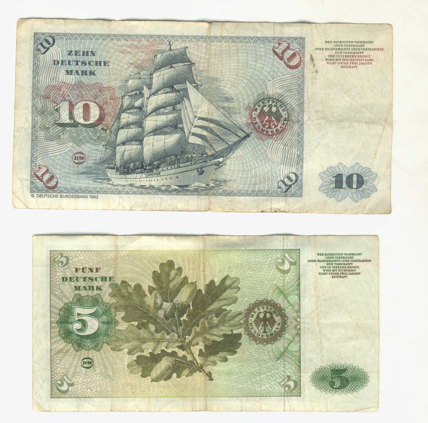 Banknoty i monety RFN  razem 72,69 DM