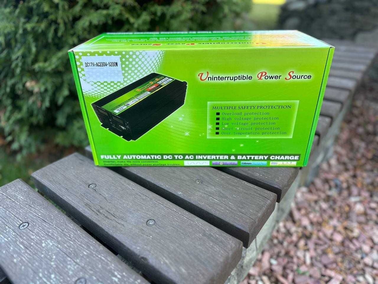 Преобразователь тока 12-220v 5200w Инвертор с зарядным + бесперебойник