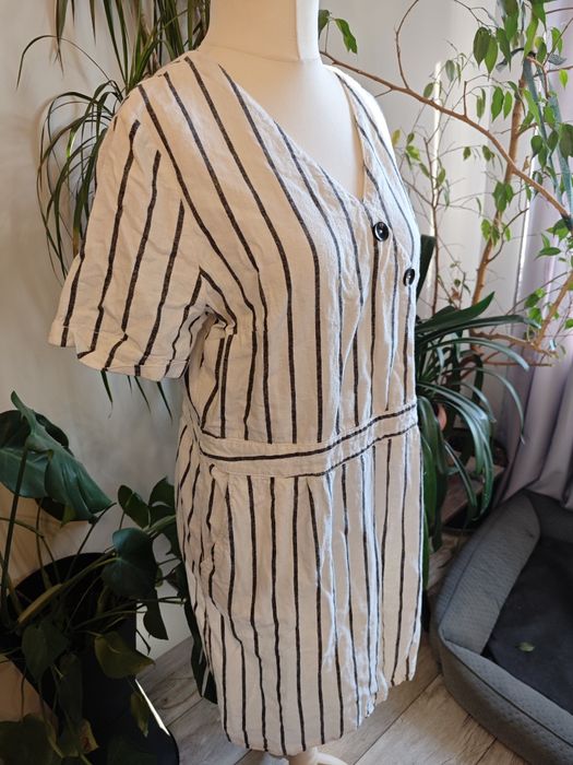 Lniana sukienka 55% len 45% bawełna s.oliwier linen kieszenie w paski