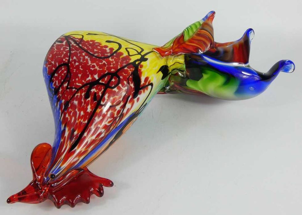 Duża Figura kolorowe szkło MURANO KOGUT kogucik ptak 2,3 kg