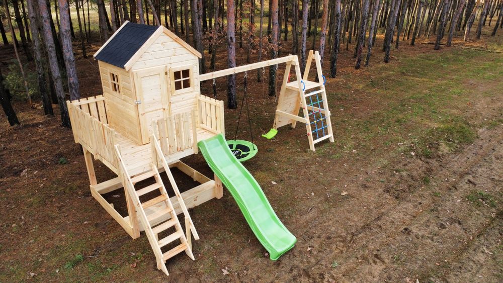 Domek dla dzieci Plac zabaw Domek ogrodowy dla dzieci Huśtawka