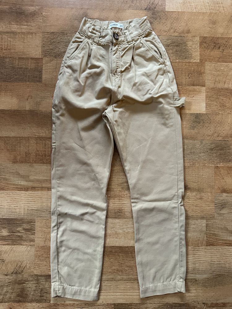 Spodnie materialowe wysoki stan XS/34 pull&bear