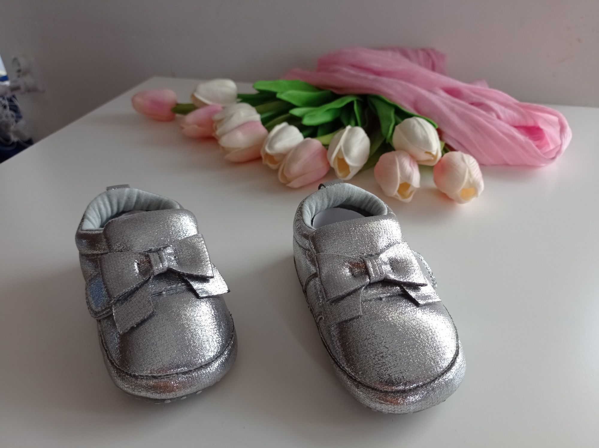Niechodki nowe chrzest 17 18 19 srebrne dla dziewczynki buty buciki