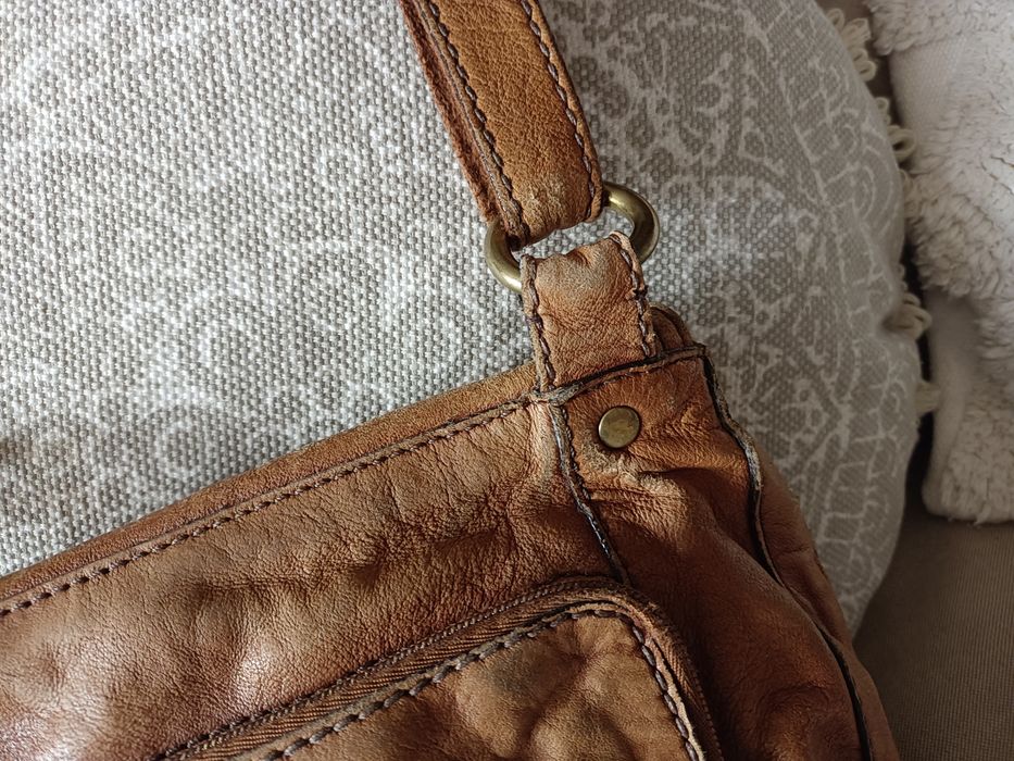 Fossil Listonoszka Crossbody Ruda Brązowa Koniakowa Camel Skóra
