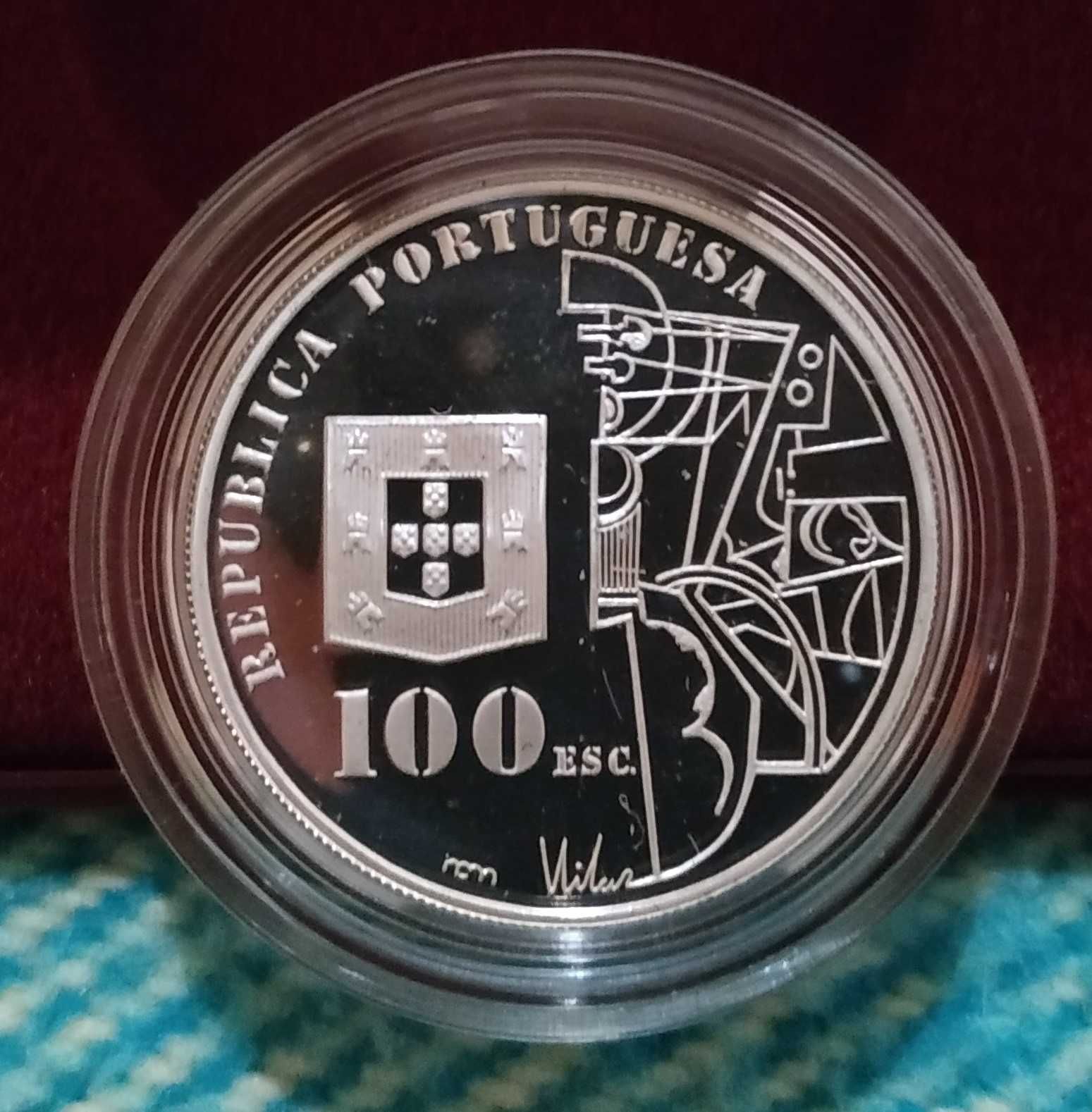 Portugal - moeda em prata proof de 100 escudo/Amadeu S. Cardoso