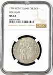 moeda prata 1794 Holanda certificada NGC MS62