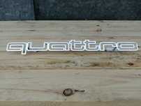 100% Stal Nierdzewna Emblemat QUATTRO Logo Napis AUDI Gril Atrapa