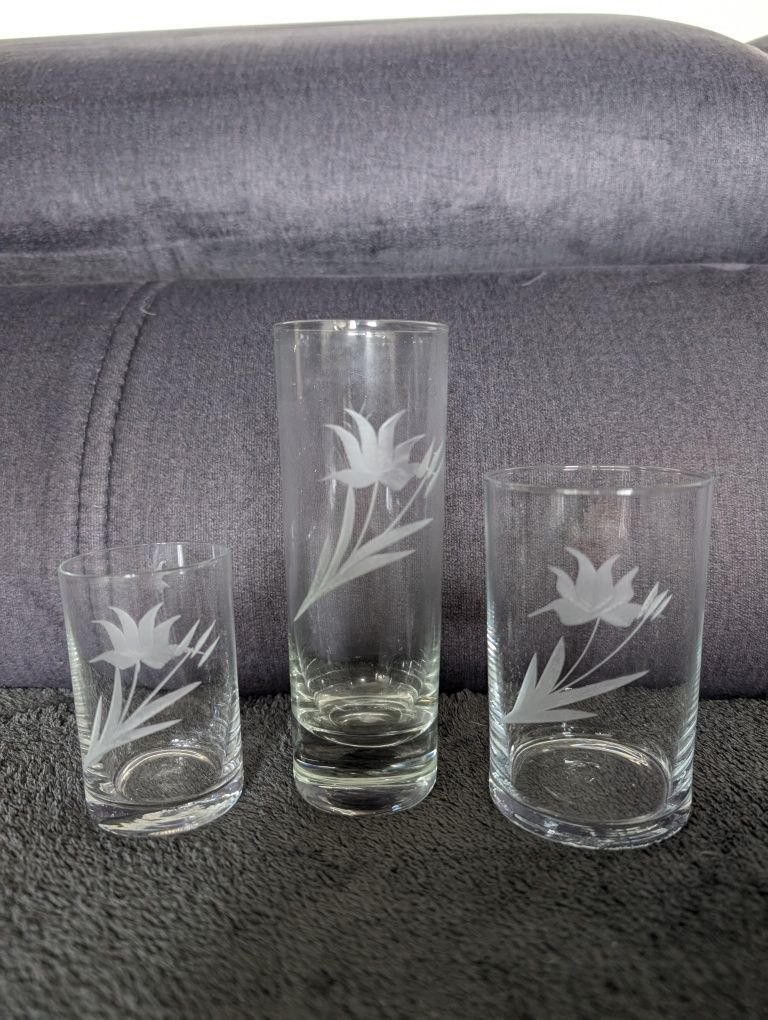 Komplet 36 elementów szklanki Krosno ART-GLASS RÓŻA