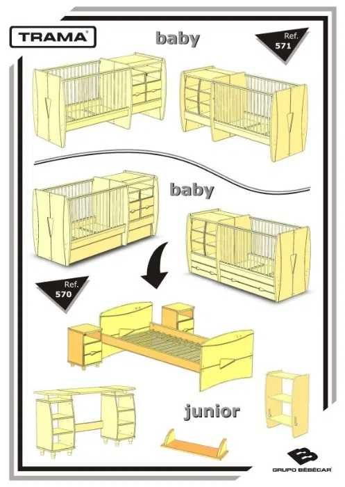 Berço convertível em cama/quarto de solteiro Trama