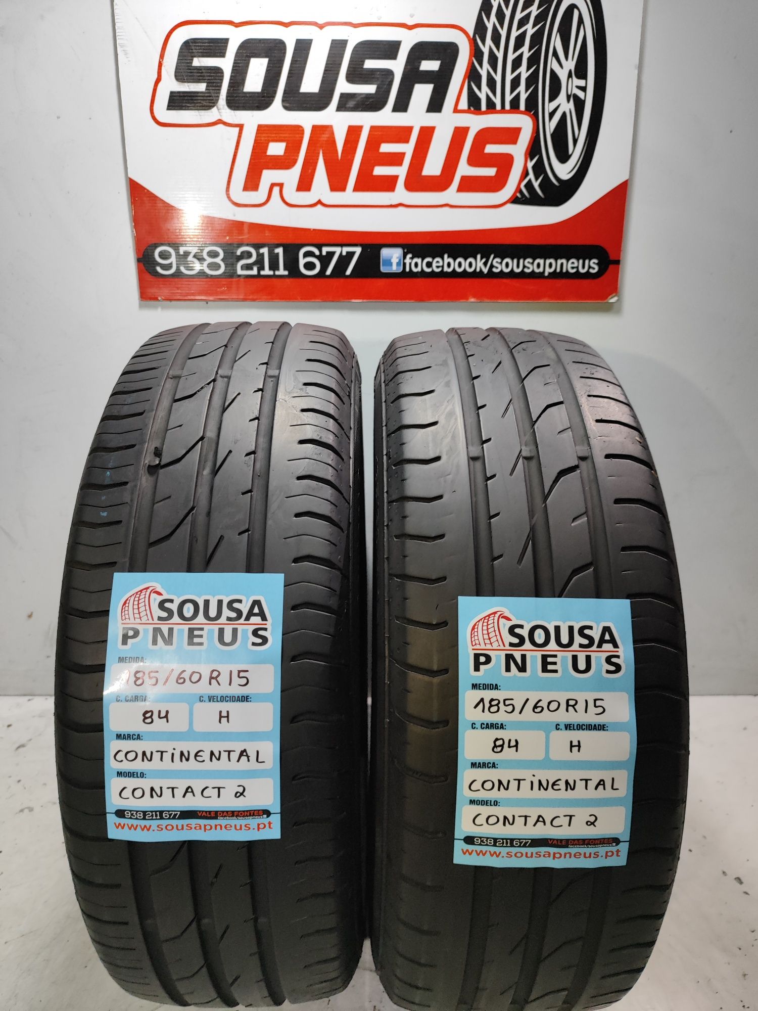 2 pneus semi novos Continental 185/60R15 84H Oferta dos Portes