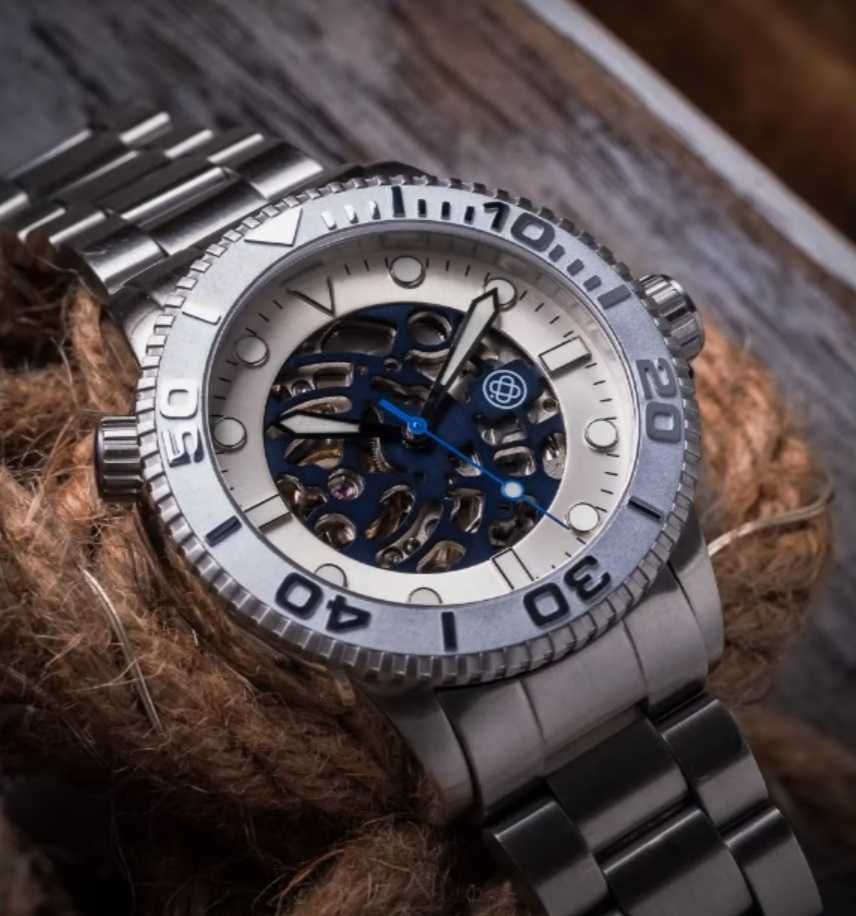 Новые Seiko мужские Deep Blue скелетоны skeleton часы с люмом дайверы
