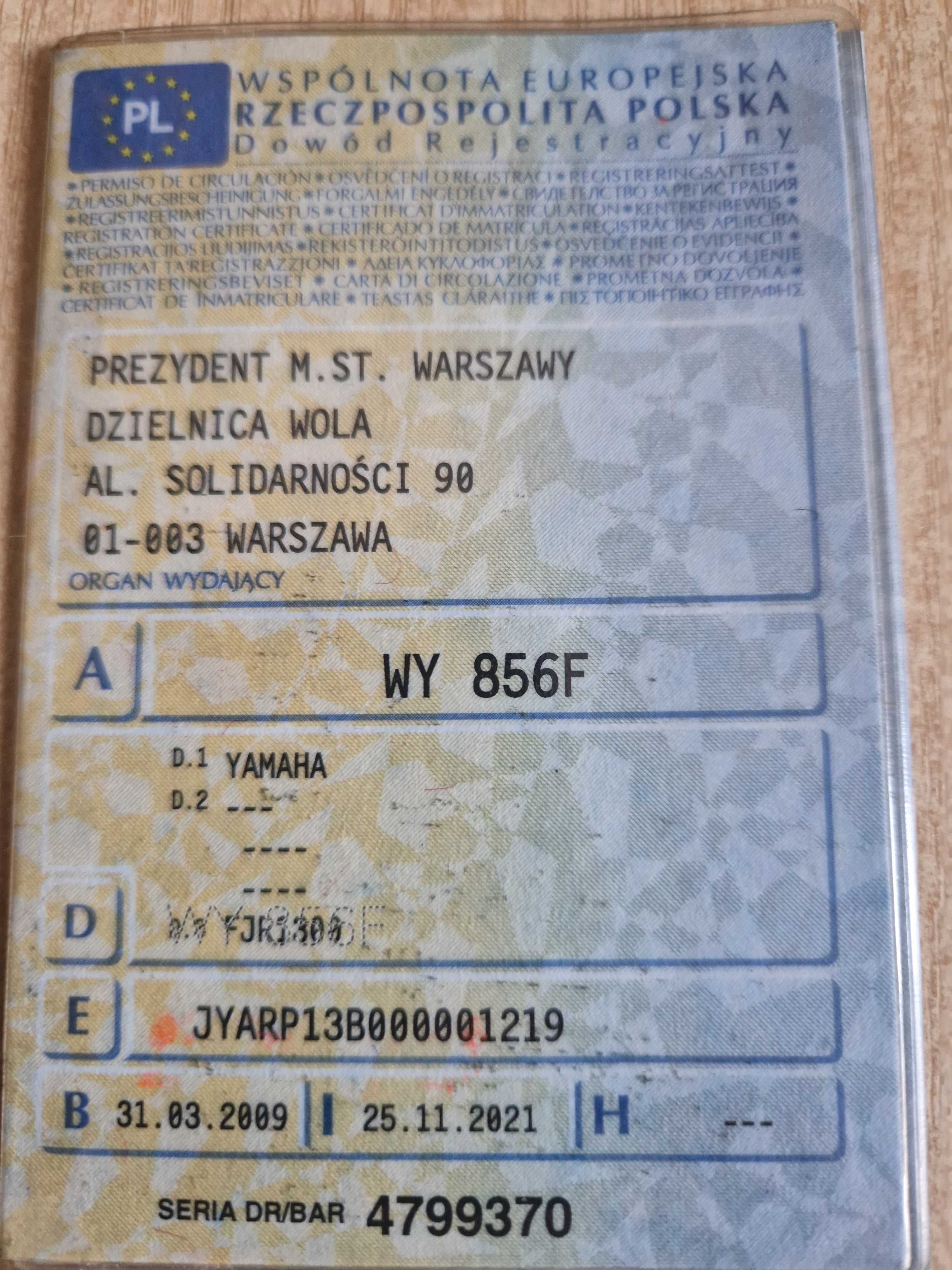 Zamienię _Yamaha FJR 1300 Rok 2009