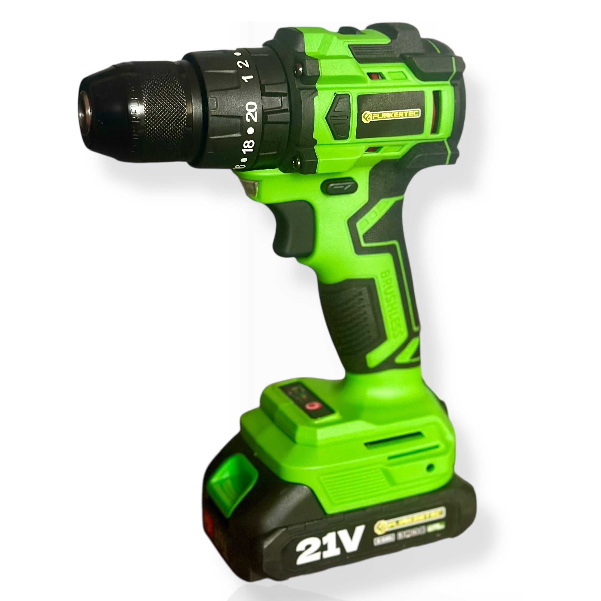 Шуруповерт акумуляторний FLINKERTEK PRO BL-21V безщітковий 2 АКБ + ЗП