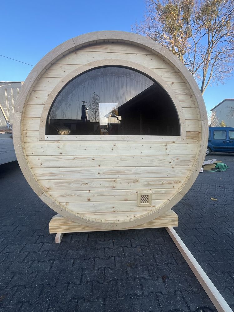 SAUNA OGRODOWA BECZKA 270 cm z przedsionkiem i Piecem Elektrycznym