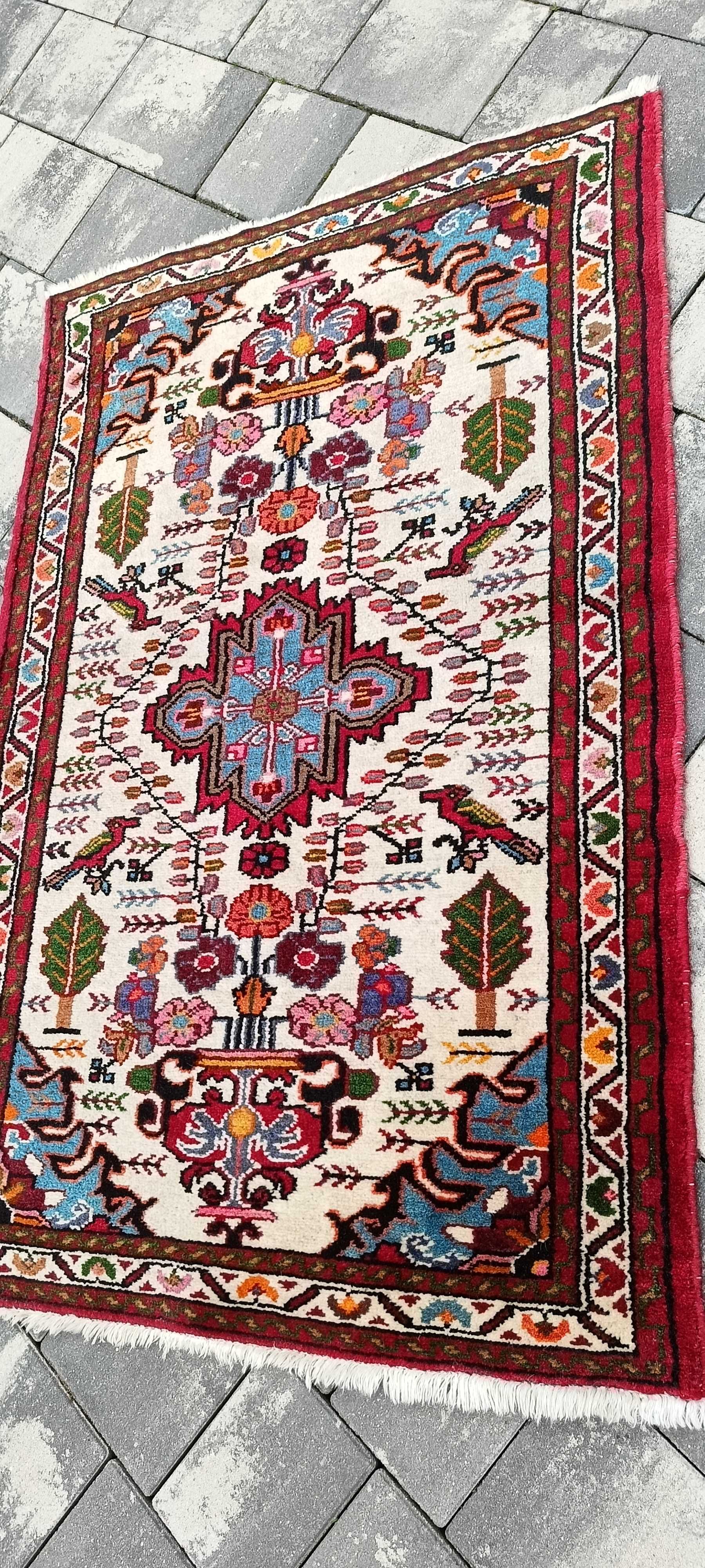Hamadan dywan wełniany tkany ręcznie 131 x 82 cm wełna