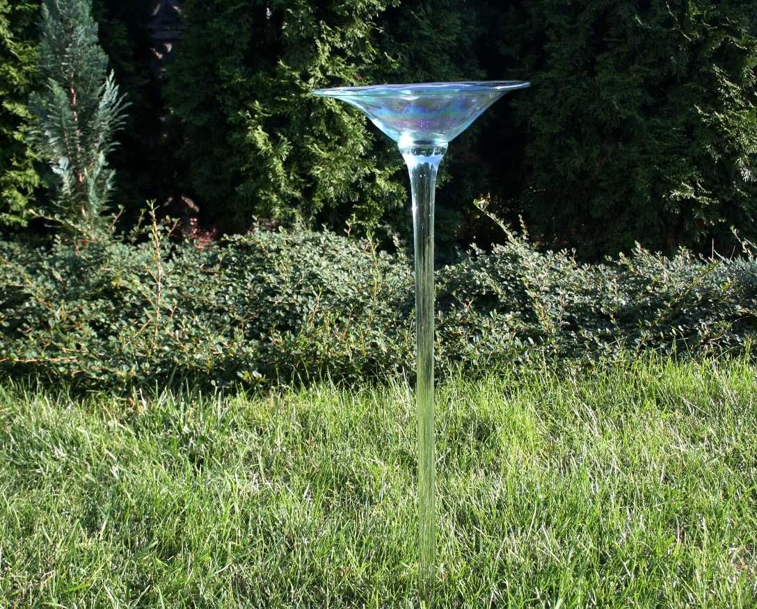 Lampion Świecznik Stojak Poidło dla ptaków. Solidne grube Szkło, 65 cm