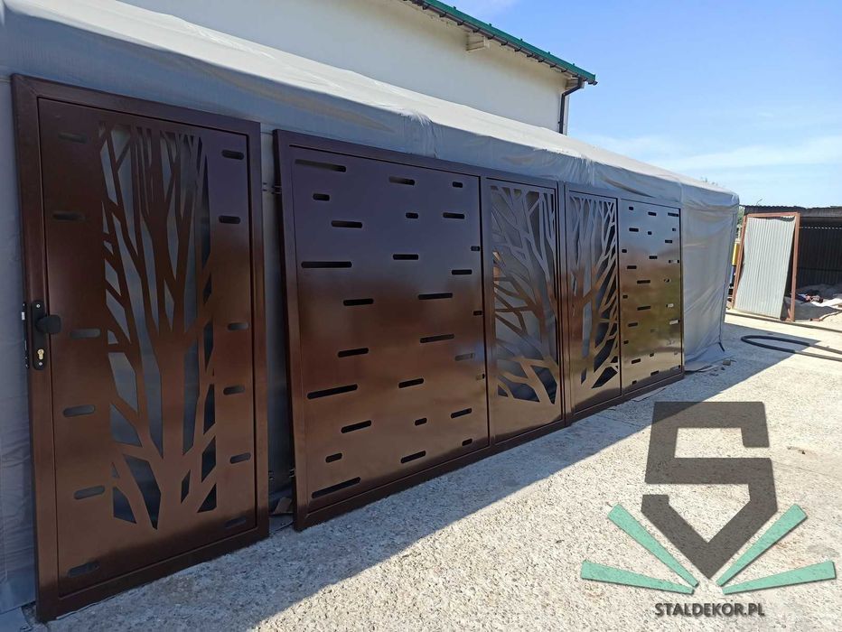 Brama przesuwna 4x1,5m wycinana laserowo, CNC,  panelowa.