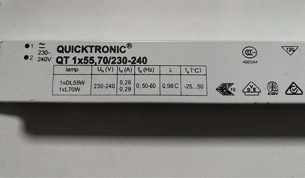 Дроссель балласт OSRAM QT 1×55,70/ 230-240 и QT 2×55,70/ 230-240