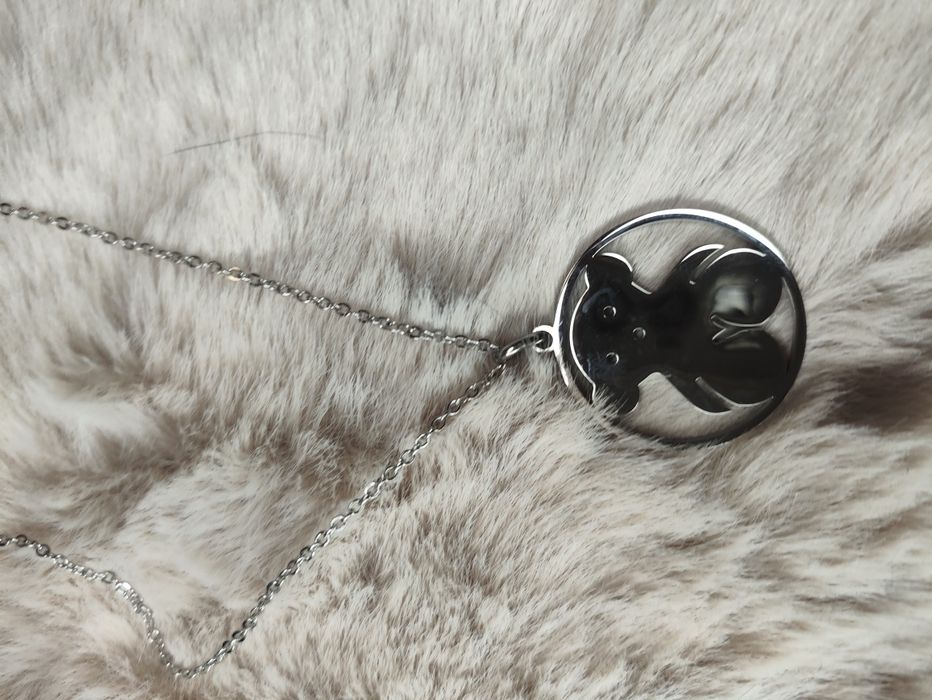 naszyjnik miś nowy srebrny