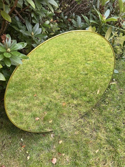 Ogromne Lustro Okrągłe 100 cm w Złotej Ramie