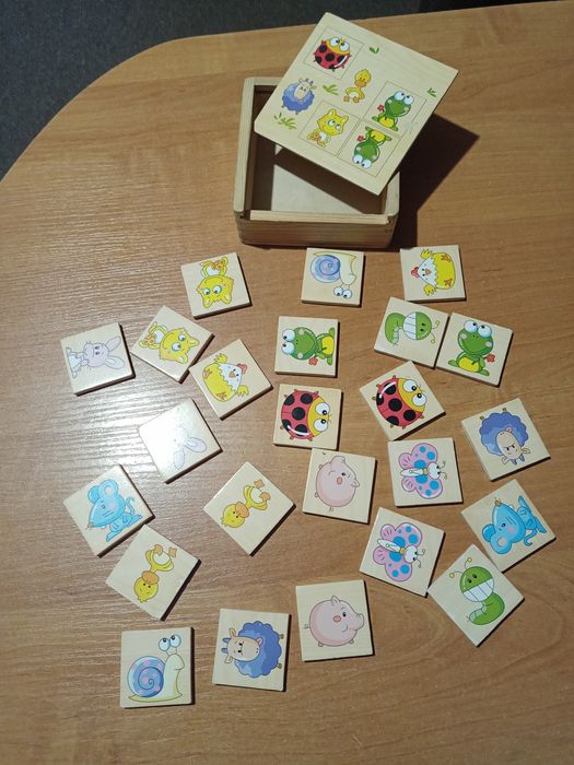 Memo drewniane 2+ układanka ze zwierzątkami