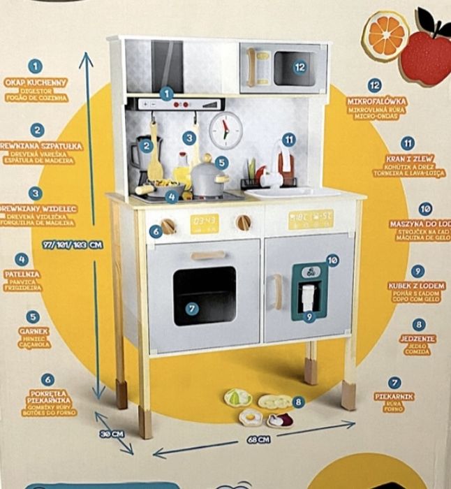 Elefun Kuchnia drewniana multifunkcyjna 14akc. 97/101/103x30x68cm