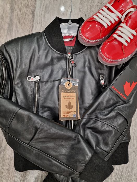 Kurtka Ramoneska Bomberka XS S 36 Skóra Dsquared