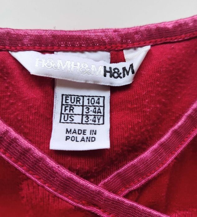Japońska sukienka welurowa w serduszka H&M 104 Walentynki Święta