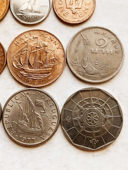 Монеты мира.Парусник,корабли.9шт. Оригинал