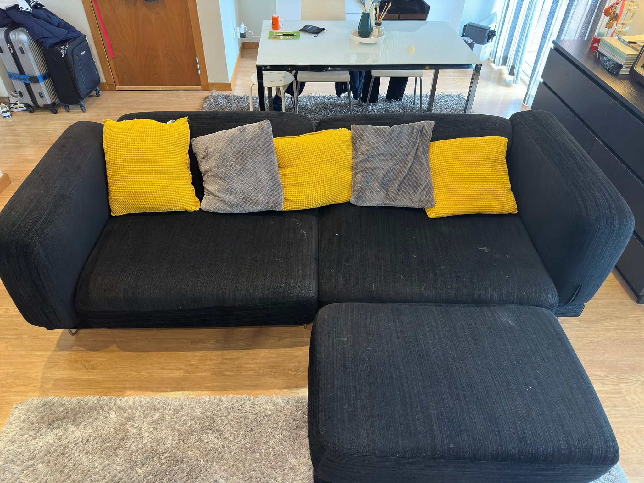 Sofa Sofá IKEA Tylösand Preto —Excelente Estado com Chaise Longue