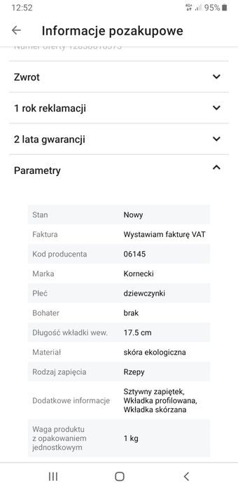 Półbuty baleriny Kornecki r 27