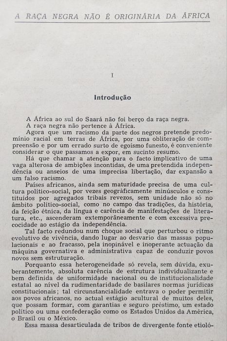 A Raça Negra Não é Originária de África