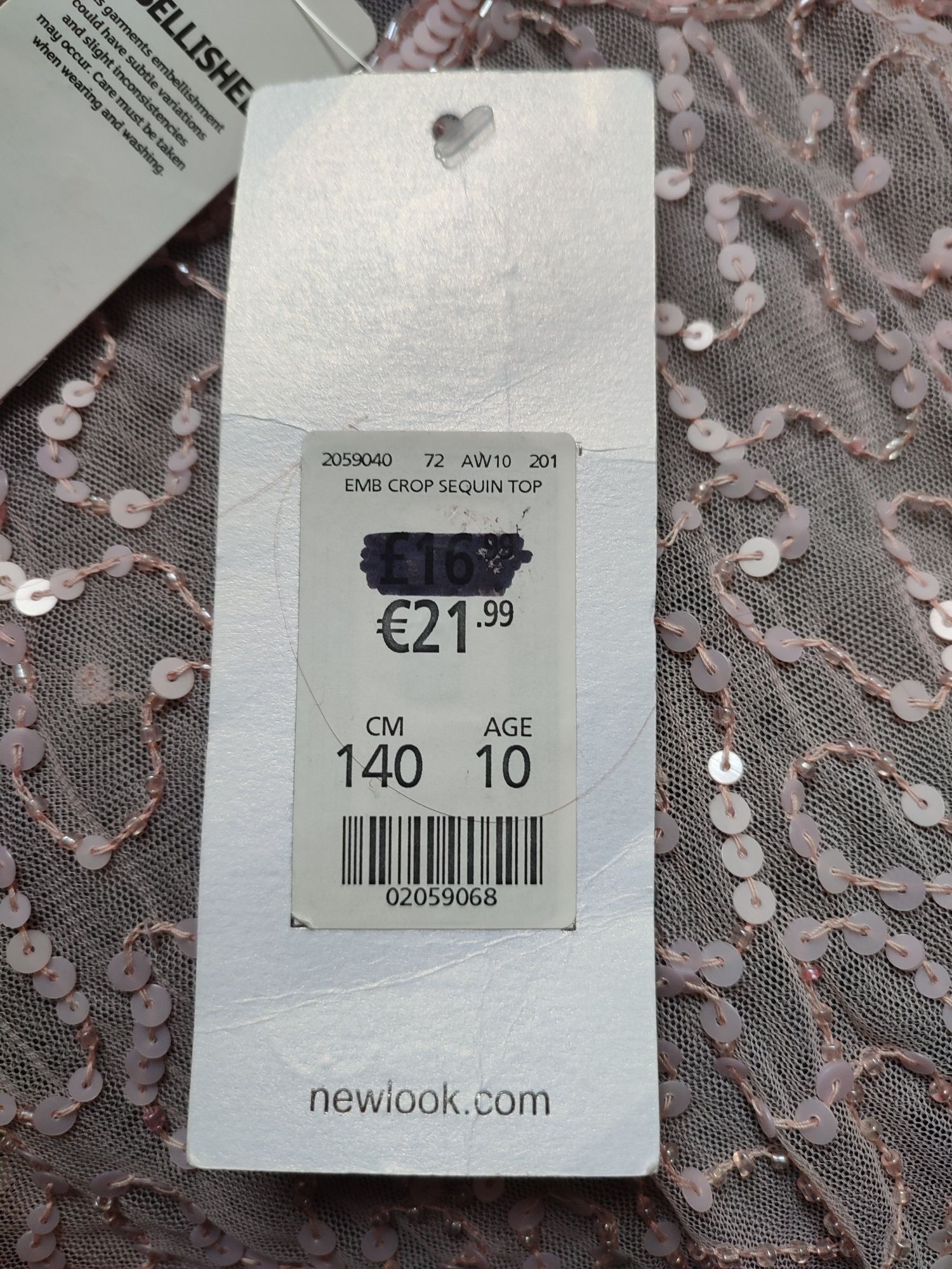 Top z cekinami jasnoróżowy pudrowy róż 140 New Look