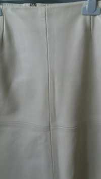 spódnica skóra naturalna Nowa z rozporkami po bokach r38 M ecru/biała