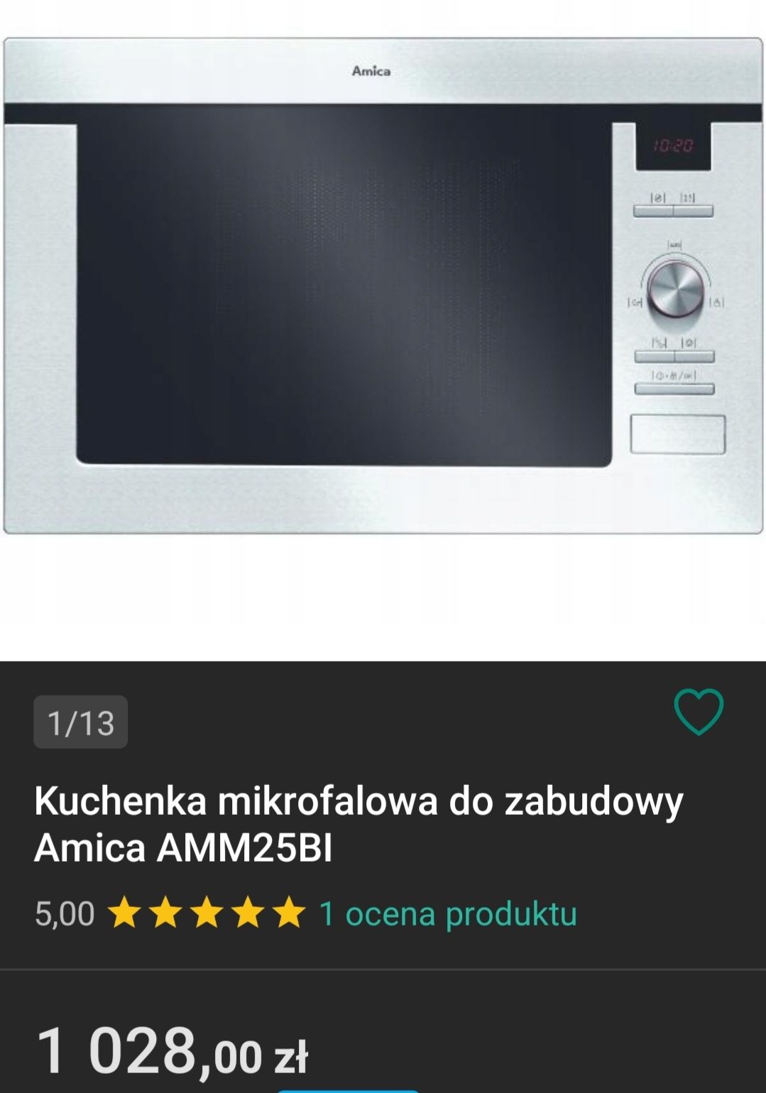 Kuchenka mikrofalowa do zabudowy Amica