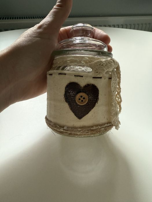 Słoik z dekoracją na żywność herbatę 12.5 x 7.5 retro boho vintage