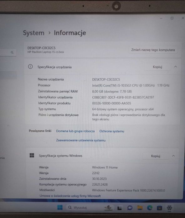 Laptop HP PAVILION Intel Core i5 8GB /512 GB