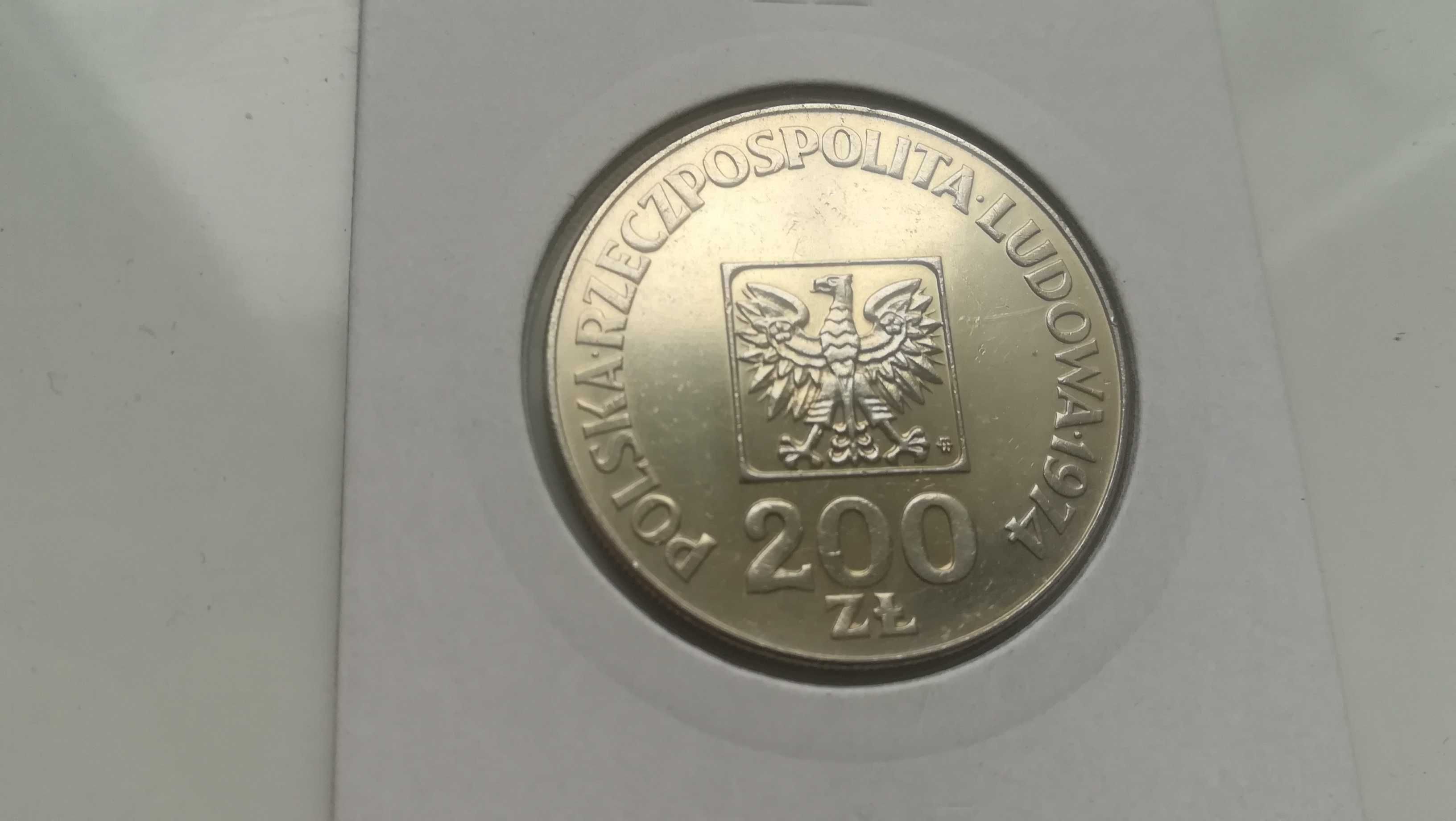Moneta srebrna srebro 200 zł mapka 1974 rok piękna. Monety srebrne