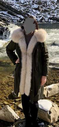 Зимова парка куртка жіноча з натуральним хутром