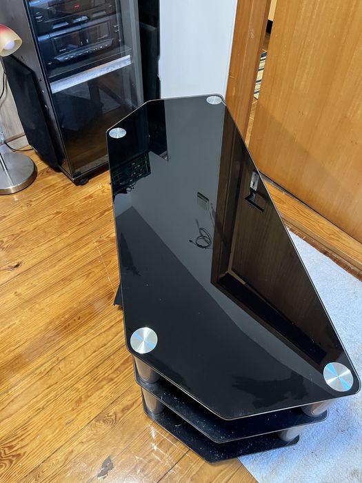 Mesa centro sala preta de vidro